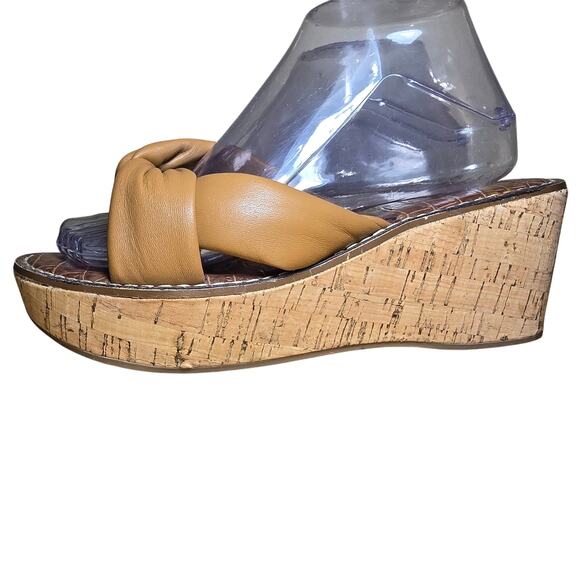 Sam Edelman Ramsey Sandals Womens US 8.5 Platform Brown Leather Cork Wedge High - Picture 3 of 8